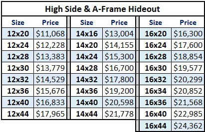 High Side Hideout pricing