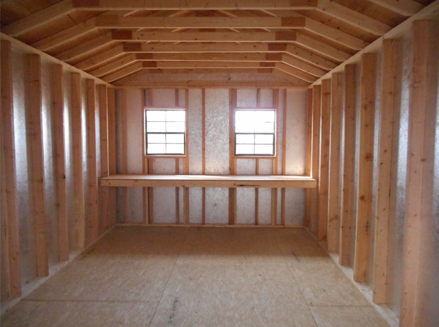 A-frame shed interior